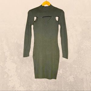 NWOT Cliché Olive Green Ribbed Sweater Dress